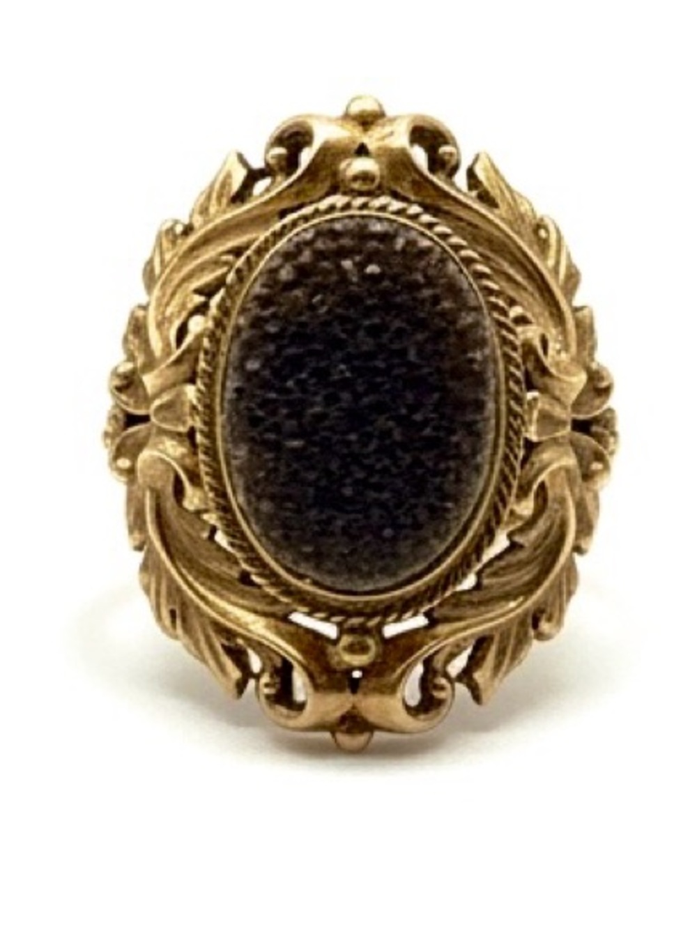 Nicky Butler Druzy Gold-Tone Oval Statement Ring